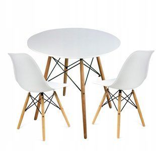 Обідній комплект JUmi Scandinavian-2 WHite 2 крісла, стіл &Oslash;80 см 1275708304 фото