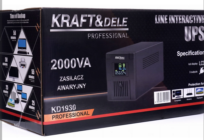 Аварійне джерело живлення Kraft&Dele KD1930 2000VA 1200Вт LCD KD1930 фото