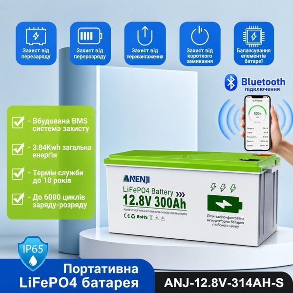 LiFePO4 акумулятор Anenji ANJ-12.8V-300AH-S 300Ah 17266 фото