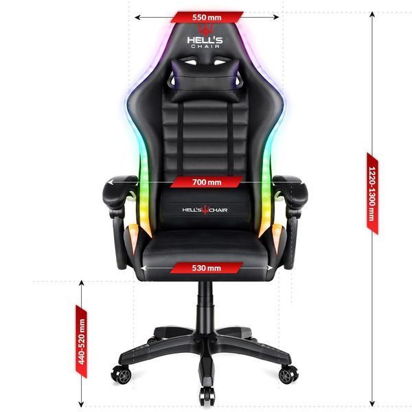 Комп'ютерне крісло Hell's HC-1003 LED RGB Black 5904204981866 фото