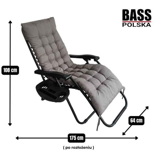Шезлонг Bass Polska BH 31014-R розкладний металевий сірий BH 31014-R фото