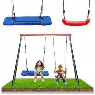 Гойдалка дитяча для вулиці подвійна + гніздо лелеки Garden Line KRE1111 290x180x200 см KRE1111 фото