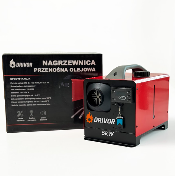 Автономный дизельный обогреватель (Webasto) Drivor 5 кВт (12В/24В/220В) с LCD-дисплеем и пультом ДК D500 фото
