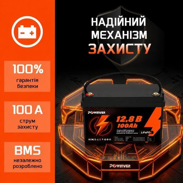 Акумулятор LiFePO4 POwinver 12V 100Ah 1280Wh 17315 фото