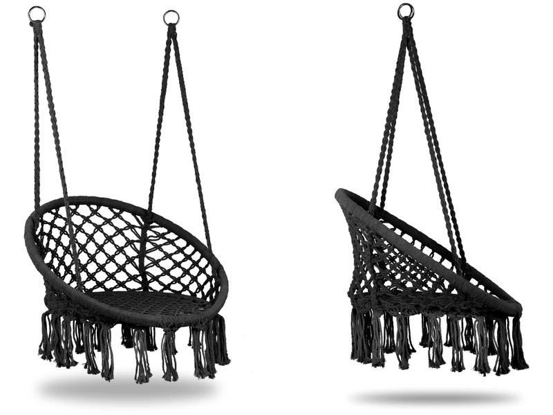 Садова гойдалка-гамак MultiGarden Black сталева рама 22 мм 150 кг ESO-SW092-1 фото
