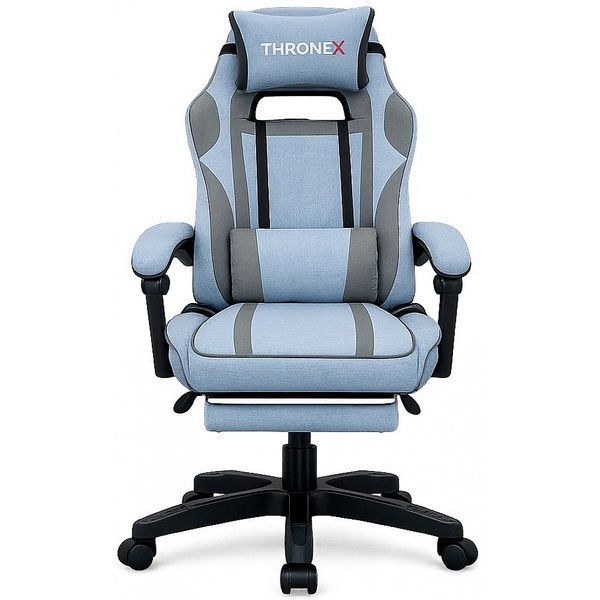 Геймерське крісло ThroneX linen 007 до 130 кг блакитно-сіре 18084-01 фото