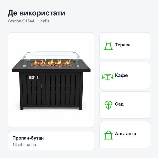 Газовий вуличний обігрівач Gordon 13 кВт чорний G1544 фото