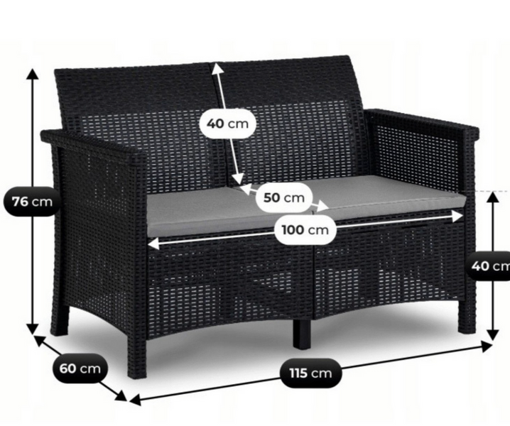 Комплект садових меблів MEbel ELite BRenta диван 2 крісла стіл ME.BRENTA/CZ/RT/OGR/ZES фото