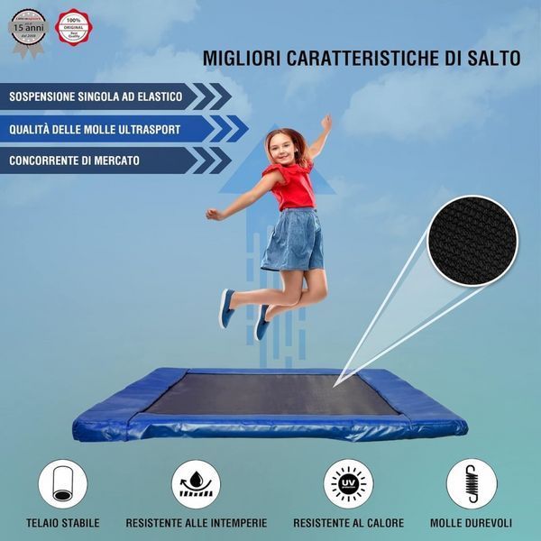 Прямокутний батут WellActive 366х244 см із сіткою 17089-01 фото