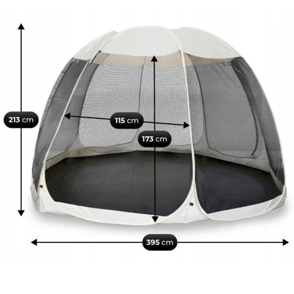 Садова альтанка Mebel Elite Cama 395 см бежева, чорна ME.CAMA/390/BZ/CZ/T/OGR/PAW фото