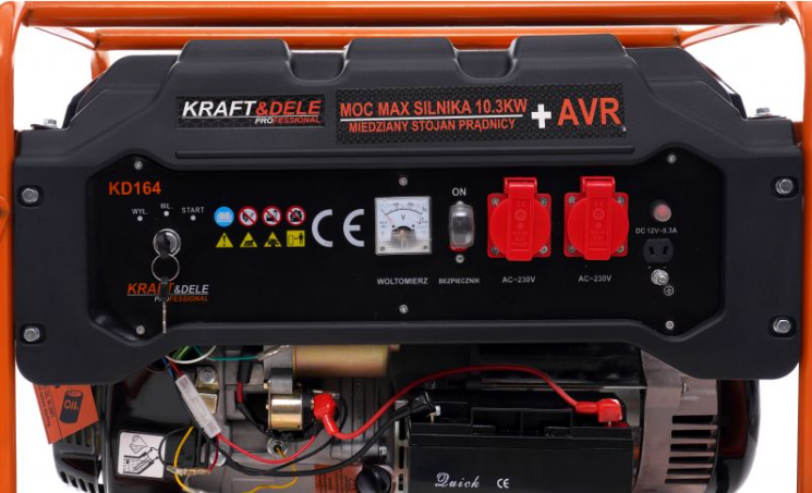 Генератор бензиновий 5,5 кВт Kraft&Dele KD164 AVR 12/230В, 1 фаза, 4-тактний, електричний та ручний запуск, бак 25 л (Польща) KD164 фото