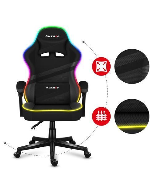 Huzaro Force 4.4 RGB, тканинне ігрове крісло 4.4 RGB Black фото