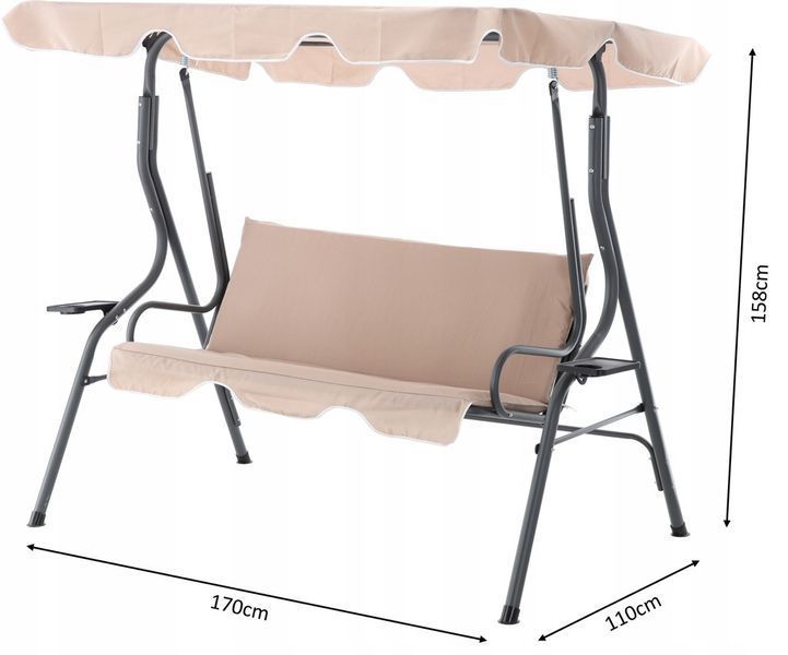 Садова гойдалка GardenLine VIP 170&times;110&times;153 см Beige KRE0735 фото