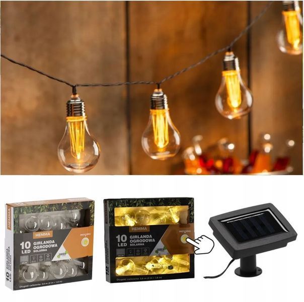 Вулична гірлянда GardenLine SOL3606 Ретро 3,8 м 10 LED SOL3606 фото