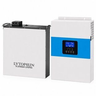 6.5 кВа LiFePO4 Комплект резервного живлення: гібридний інвертор Daxtromn + 48V 100Ah акумулятор Lvtopsun wall 17203 фото