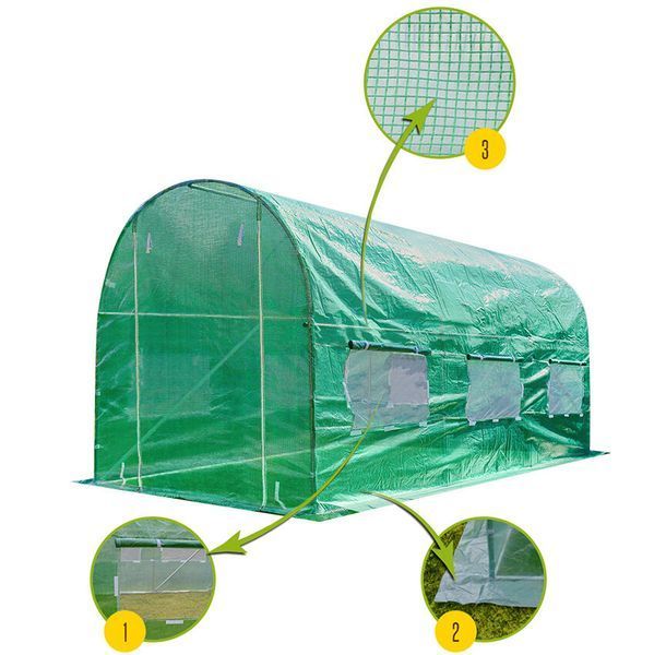 Садова теплиця 7 м&sup2; 3,5&times;2&times;2 м армована UV-4 зелена 1481 фото