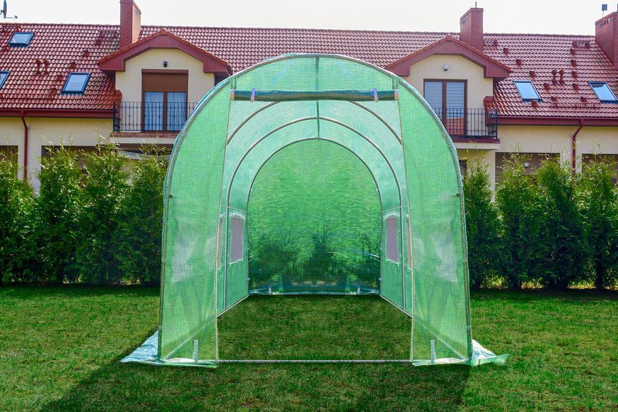 Садова теплиця 7 м&sup2; 3,5&times;2&times;2 м армована UV-4 зелена 1481 фото