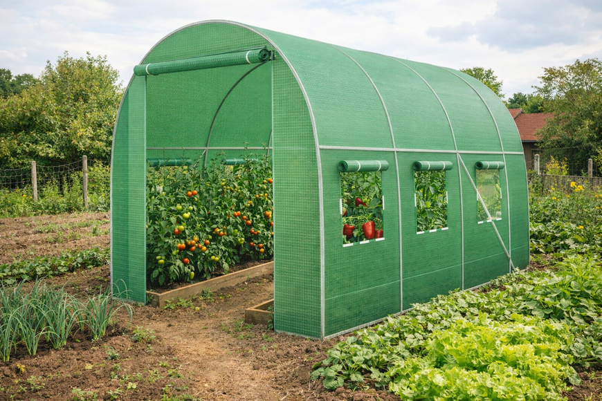 Садова теплиця 7 м&sup2; 3,5&times;2&times;2 м армована UV-4 зелена 1481 фото