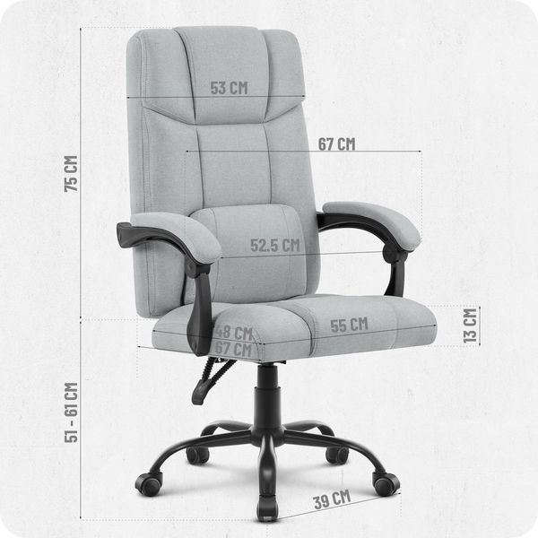 Офісне крісло Cabro C505 Grey, тканина 5907196010316 фото