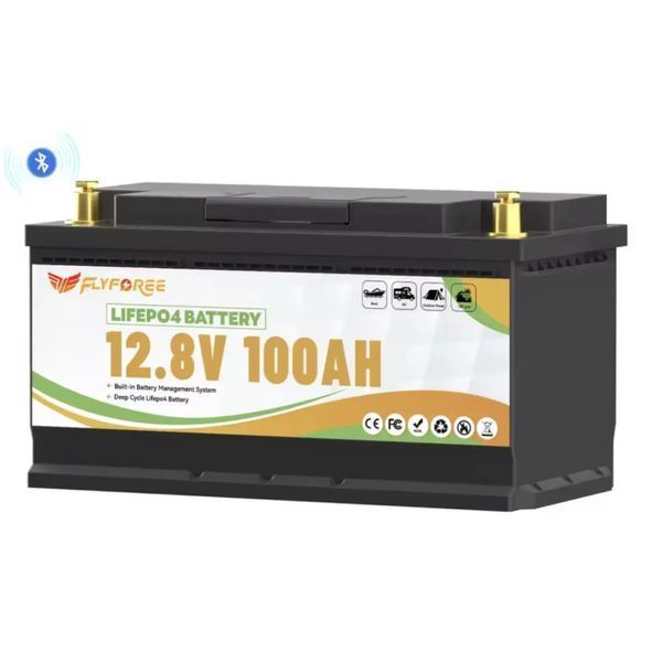 LiFePO4 100Ah 12V 1280Wh Акумулятор FLYFOREE з Bluetooth та BMS для систем резервного та автономного живлення будинку 17113 фото