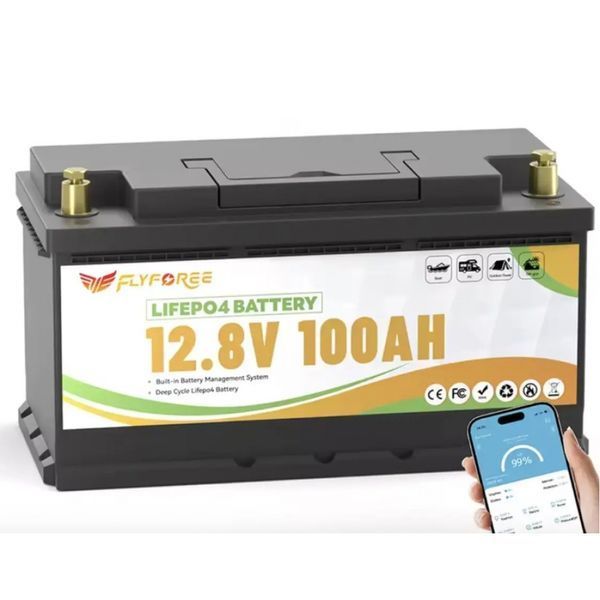 LiFePO4 100Ah 12V 1280Wh Акумулятор FLYFOREE з Bluetooth та BMS для систем резервного та автономного живлення будинку 17113 фото