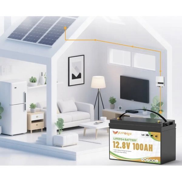 LiFePO4 100Ah 12V 1280Wh Акумулятор FLYFOREE з Bluetooth та BMS для систем резервного та автономного живлення будинку 17113 фото