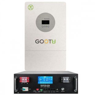 5 кВт+5 кВт LiFePO4 Комплект резервного живлення Інвертор Gootu+Акумулятор Supcelion LCD Touch Screen, parallel function 17991-01 фото
