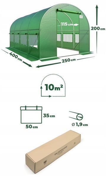 Садова теплиця 10 м&sup2; 4&times;2,5&times;2 м зелена оцинкований каркас P0025 фото