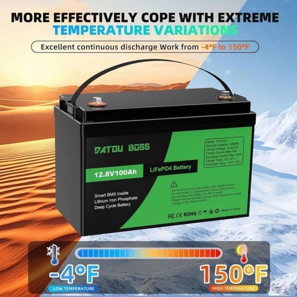 LiFePO4 12V 100Ah Акумулятор Datouboss, BMS, 1280Wh 17848-01 фото