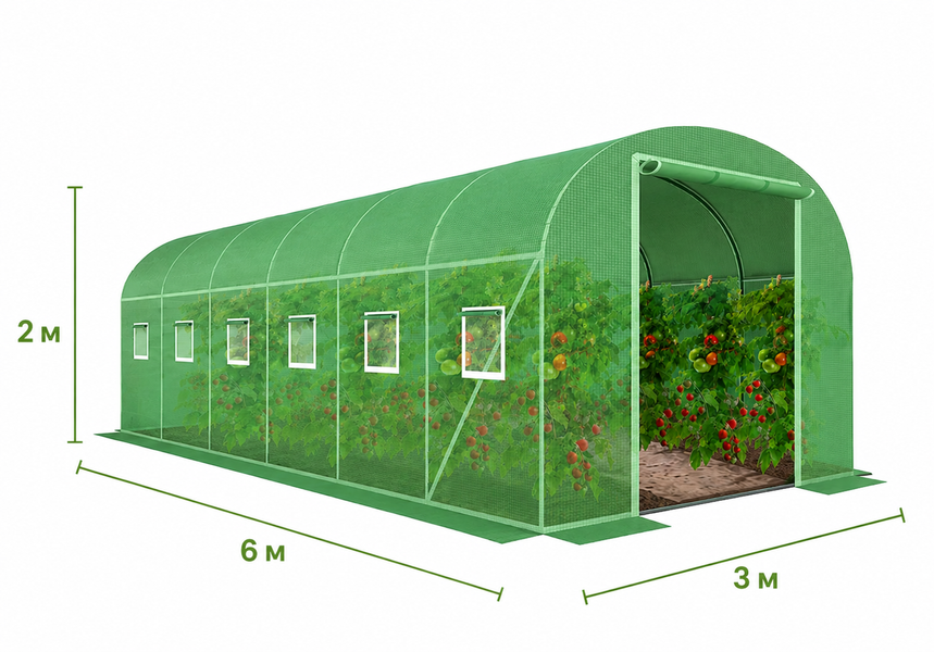 Теплиця садова Primaveo 6&times;3&times;2 м армована плівка UV-4 G1350 фото