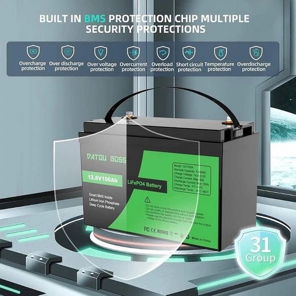 LiFePO4 12V 100Ah Акумулятор Datouboss, BMS, 1280Wh 17084 фото