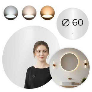 Кругле настінне дзеркало ModernHome VKM-Eco-3-60 60 см LED 5905817008643 фото