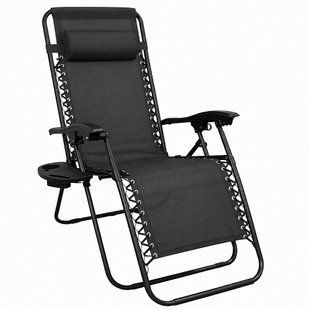 Шезлонг садовий Axeon Zero Gravity Premium до 120 кг чорний 17231 фото
