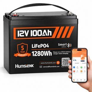 Акумулятор LiFePO4 Humsienk 12V 100Ah 1280Wh Bluetooth 17332 фото