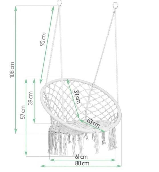 Підвісне плетене крісло гніздо лелеки 120&times;80&times;60 бежеве K0020 фото