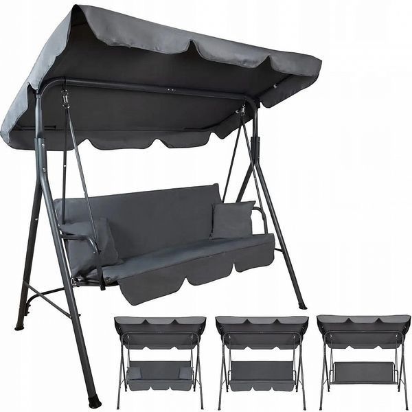 Садова гойдалка Just Garden Relax трьохмісна 200 кг сіра 12290-01 фото