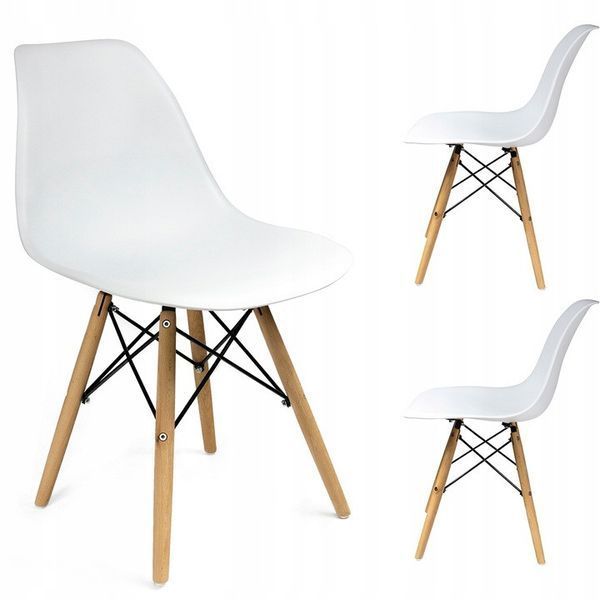 Крісло JUmi Plastic Chair White біле дерев'яні ніжки Plastic Chair White фото
