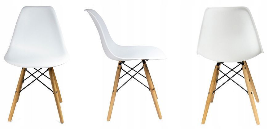 Крісло JUmi Plastic Chair White біле дерев'яні ніжки Plastic Chair White фото