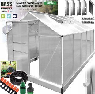 Теплиця з полікарбонату Bass Polska 85952-AL 3.1х1.9х1.95 м, алюмінієвий каркас 85952-AL фото