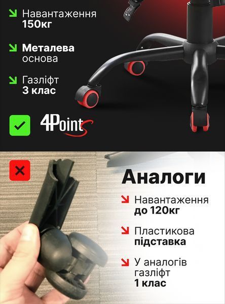 Геймерське ігрове крісло з подушками 4P&reg; TEMPO з металевою основою комп'ютерне розкладне 40047 фото