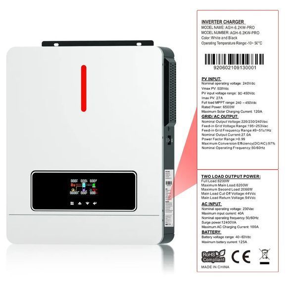 Гібридний сонячний інвертор Daxtromn AGH-6.2KW-Pro 6,2 кВт 17224 фото