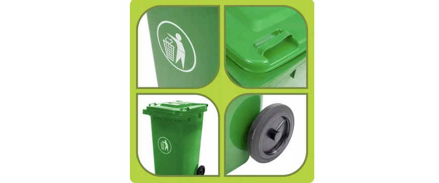 Сміттєвий бак Mirpol GT-120A 120 л HDpe на колесах GT-120A zielony фото