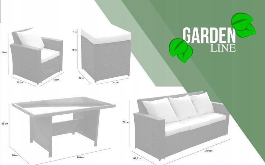 Садові меблі Garden Line ABI3347 Marinne III 6 місць сірі ABI3347 фото