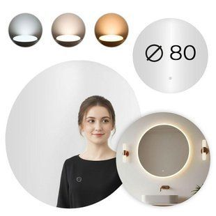 Кругле настінне дзеркало ModernHome 80 см LED 24W 5905817008650 фото