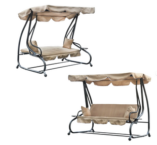 Гойдалка садова з навісом GardenLine KRE0759 210x120x170 см бежева KRE0759 фото