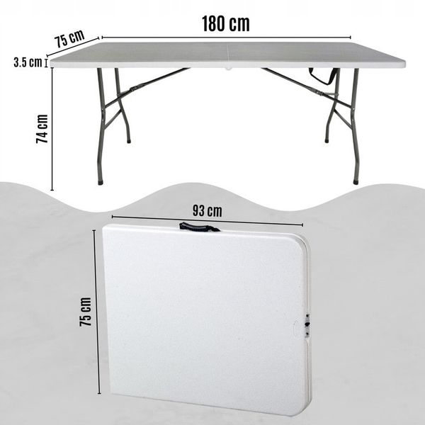 Складной туристический стол для пикника, садовый 180см (белый) Польша 2155303866 фото