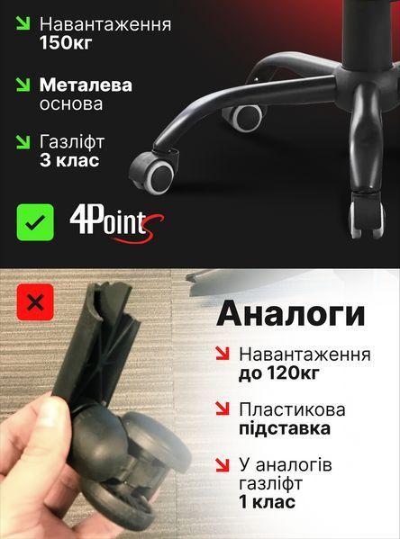 Геймерське комп'ютерне ігрове крісло з подушками 4P&reg; TEMPO з металевою основою підставкою розкладне Біле 40061 фото