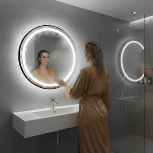 Кругле настінне дзеркало ModernHome Anti-Fog 60 см LED 5905817008674 фото