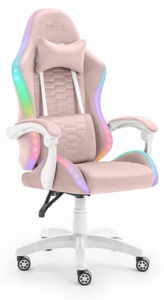 Комп'ютерне крісло Hell's HC-1000 Pink LED (тканина) 5905496912996 фото