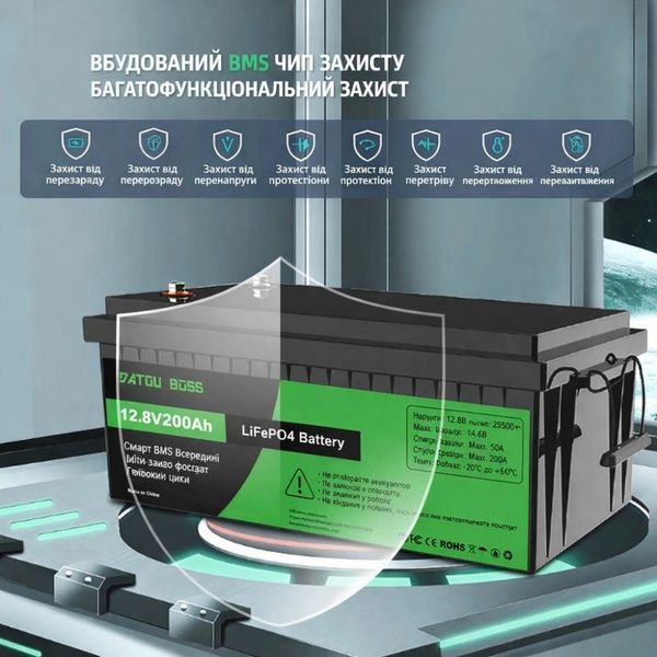 LiFePO4 12V/300AH Акумулятор Datouboss (3840W*h) для систем резервного живлення (UPS) будинку 17110 фото